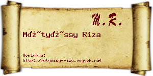 Mátyássy Riza névjegykártya